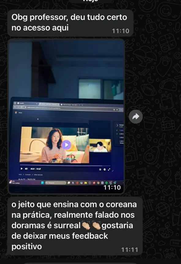 Depoimento de aluna do Dorama Sem Legenda — print 2
