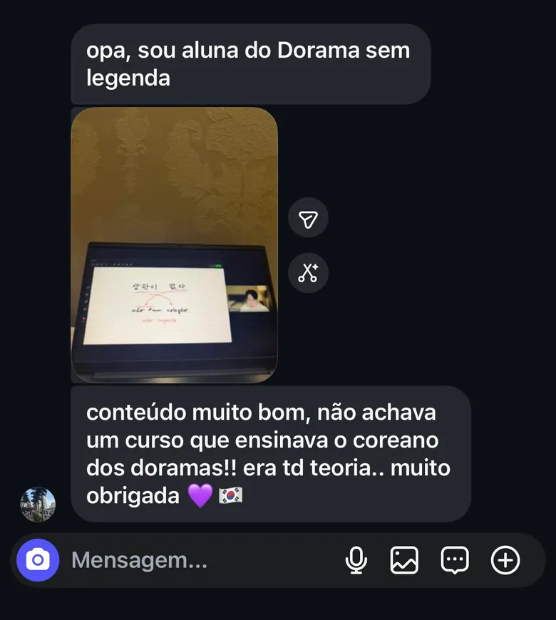 Depoimento de aluna do Dorama Sem Legenda — print 3